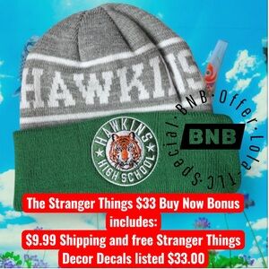🆕Hawkins High School Gray and Green Beanie